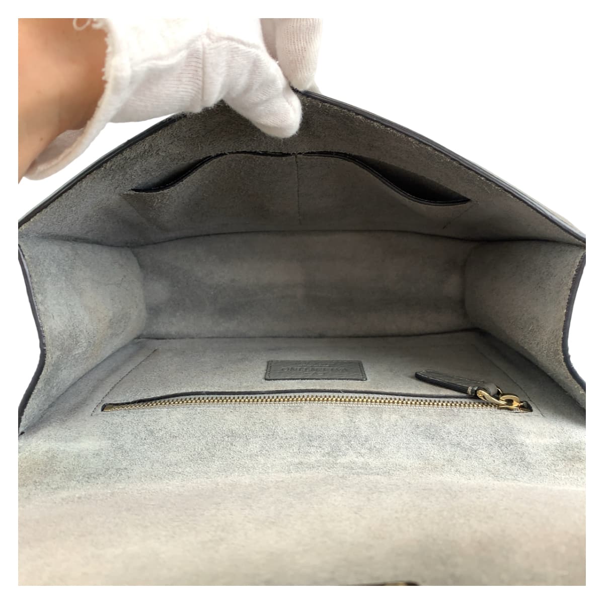 10294
VALENTINO ヴァレンティノ ロックスタッズ ダブルチェーン グレー レザー 斜め掛け ショルダーバッグ ポシェット  レディース