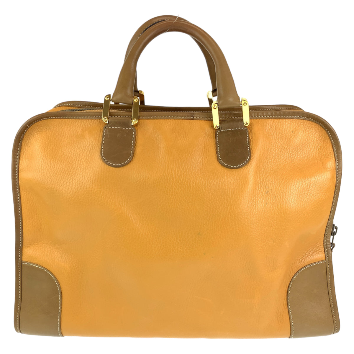 H-00412
LOEWE ロエベ アナグラム アマソナ40 ブラウン 茶 ゴールド金具 レザー ボストンバッグ ハンドバッグ  レディース