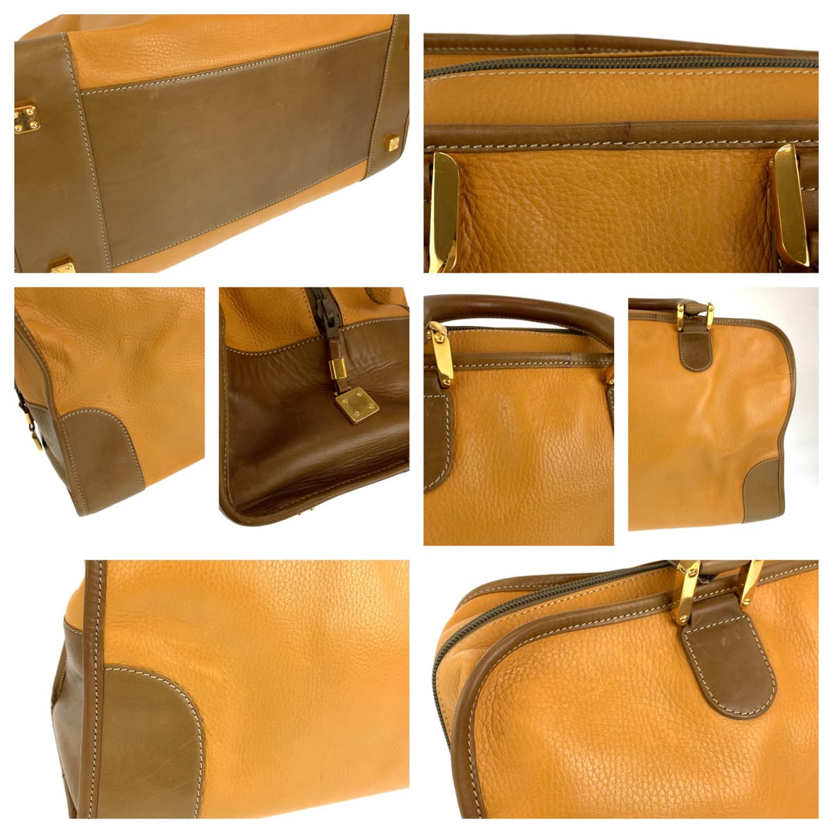 H-00412
LOEWE ロエベ アナグラム アマソナ40 ブラウン 茶 ゴールド金具 レザー ボストンバッグ ハンドバッグ  レディース
