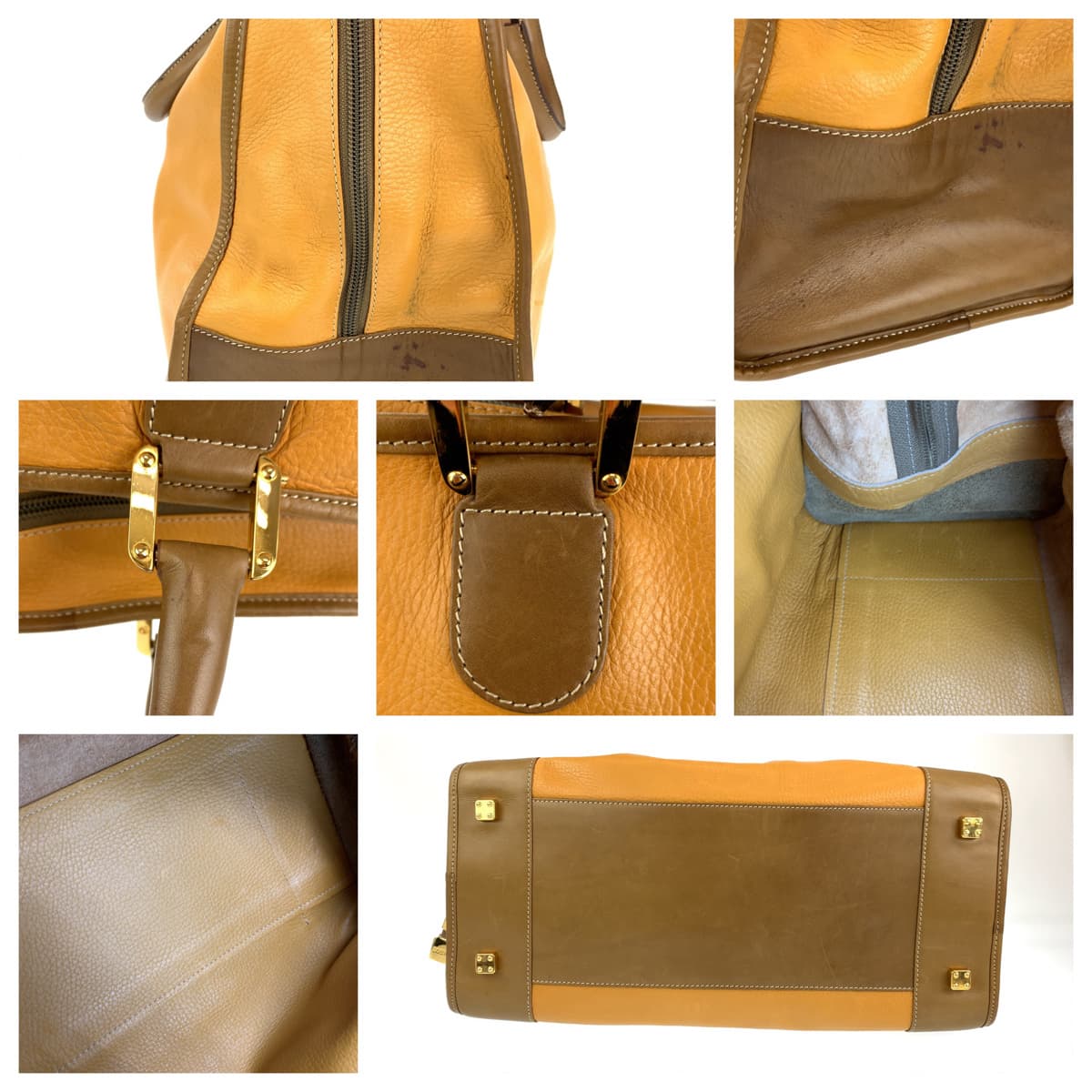 H-00412
LOEWE ロエベ アナグラム アマソナ40 ブラウン 茶 ゴールド金具 レザー ボストンバッグ ハンドバッグ  レディース