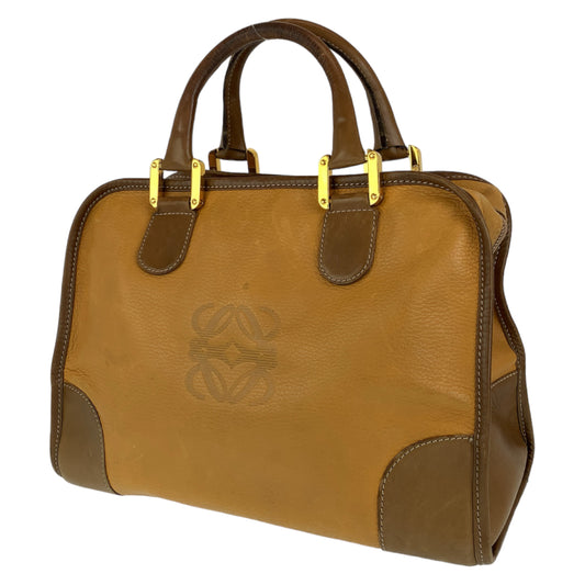 H-00413
LOEWE ロエベ アナグラム アマソナ32 ブラウン 茶 キャメル ゴールド金具 レザー ハンドバッグ ミニボストンバッグ  レディース