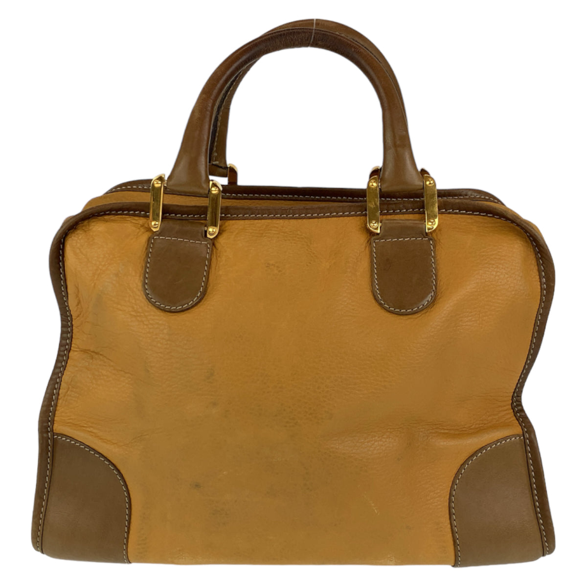 H-00413
LOEWE ロエベ アナグラム アマソナ32 ブラウン 茶 キャメル ゴールド金具 レザー ハンドバッグ ミニボストンバッグ  レディース