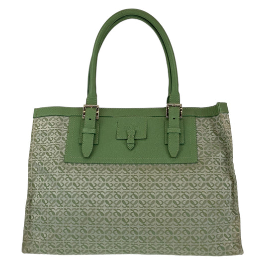 10296
LOEWE ロエベ ヴィンテージ アナグラム 総柄 グリーン シルバー金具 キャンバス / レザー トートバッグ ショルダーバッグ  レディース