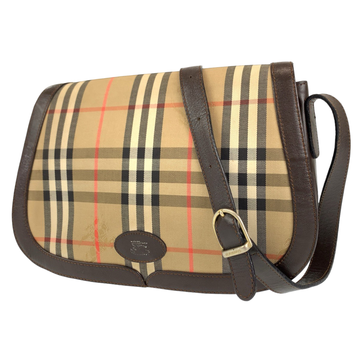 H-00416
BURBERRY バーバリー ノヴァチェック ブラウン 茶 キャンバス ショルダーバッグ 肩掛け  レディース