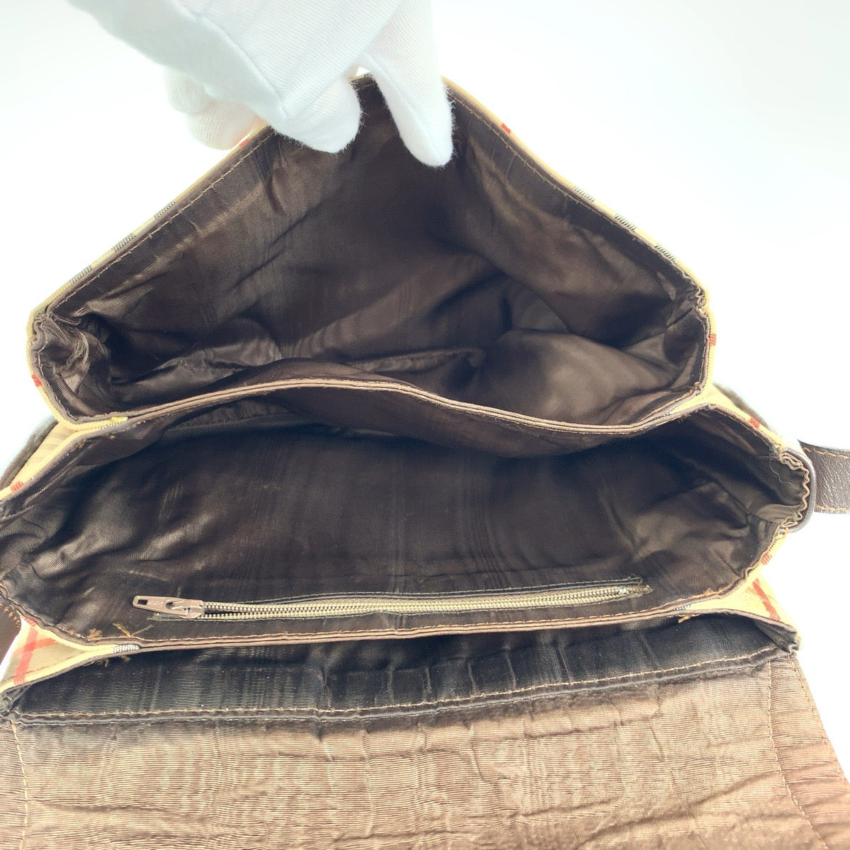 H-00416
BURBERRY バーバリー ノヴァチェック ブラウン 茶 キャンバス ショルダーバッグ 肩掛け  レディース