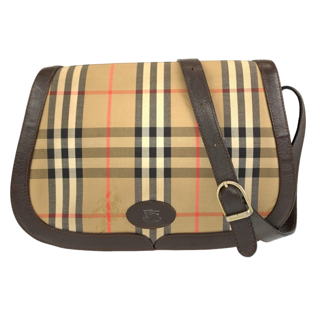 H-00416
BURBERRY バーバリー ノヴァチェック ブラウン 茶 キャンバス ショルダーバッグ 肩掛け  レディース