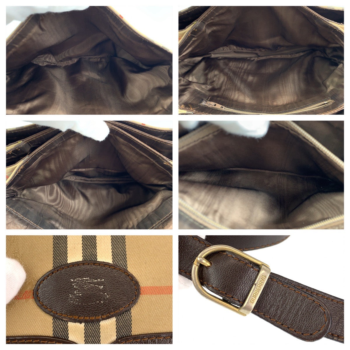 H-00416
BURBERRY バーバリー ノヴァチェック ブラウン 茶 キャンバス ショルダーバッグ 肩掛け  レディース