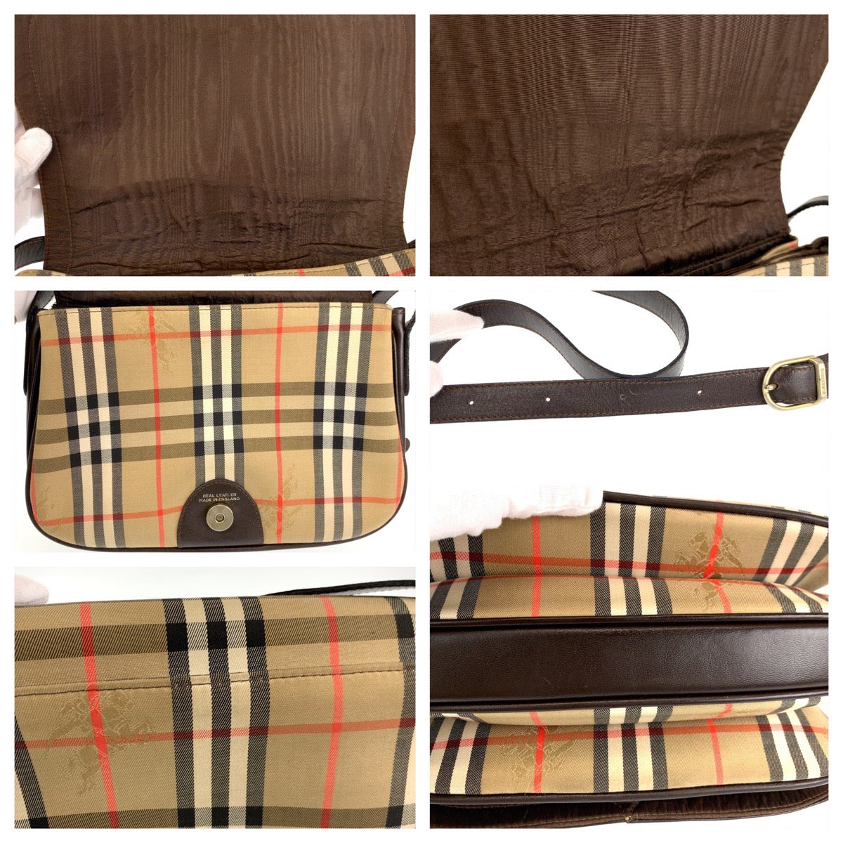H-00416
BURBERRY バーバリー ノヴァチェック ブラウン 茶 キャンバス ショルダーバッグ 肩掛け  レディース