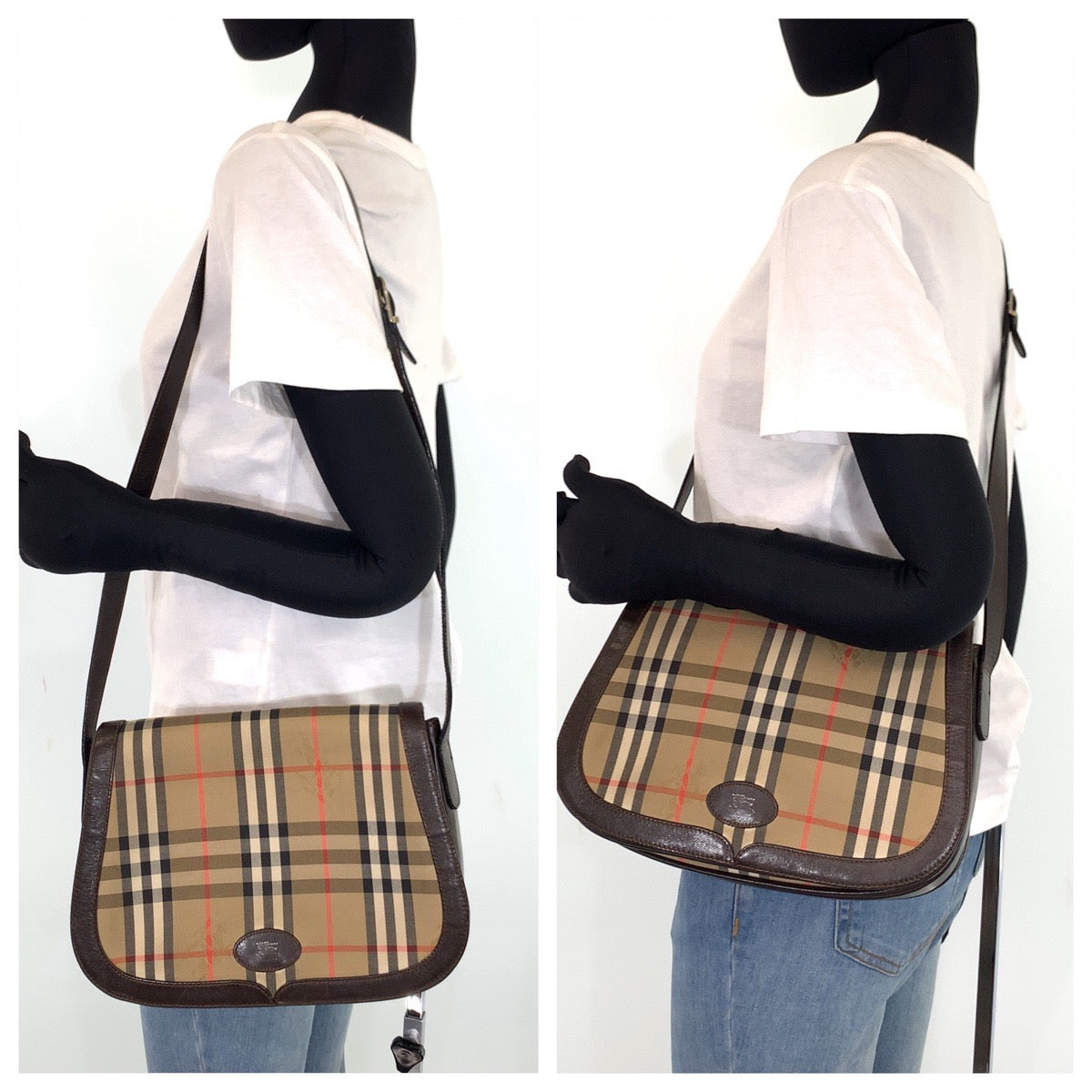 H-00416
BURBERRY バーバリー ノヴァチェック ブラウン 茶 キャンバス ショルダーバッグ 肩掛け  レディース