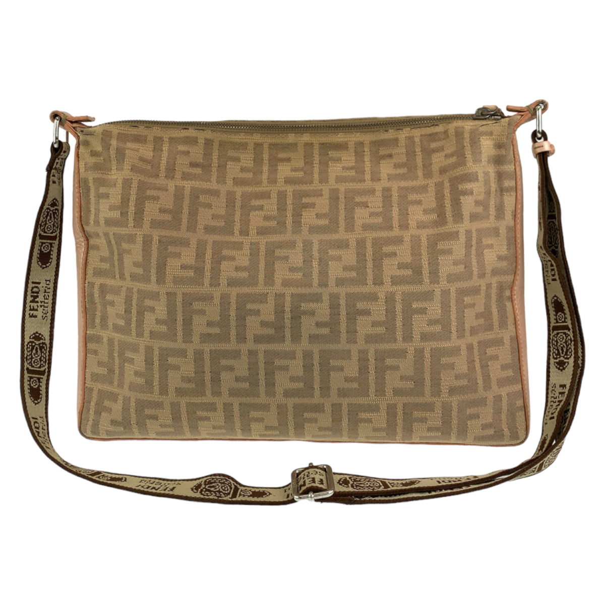 H-00418
FENDI フェンディ セレリア ズッカ ベージュ 薄茶色 ピンク シルバー金具 キャンバス / レザー ショルダーバッグ 斜め掛けバッグ  レディース