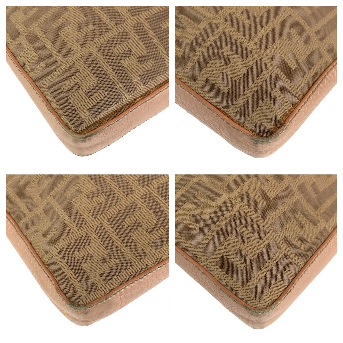 H-00418
FENDI フェンディ セレリア ズッカ ベージュ 薄茶色 ピンク シルバー金具 キャンバス / レザー ショルダーバッグ 斜め掛けバッグ  レディース