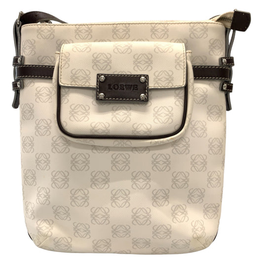 H-00421
LOEWE ロエベ アナグラム ポーチ付き ホワイト 白 PVC ショルダーバッグ 斜め掛け  レディース