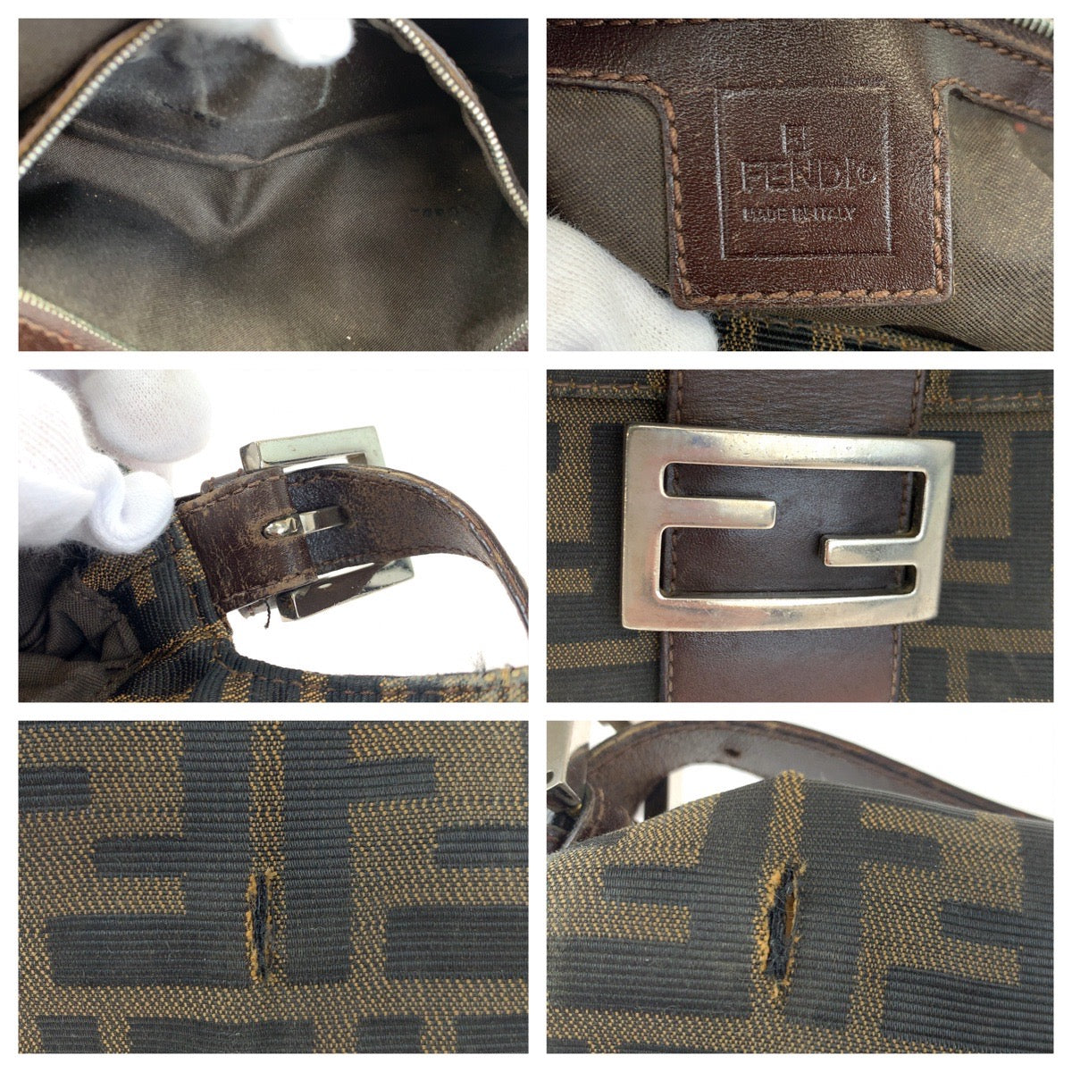 H-00428
FENDI フェンディ ズッカ マンマバケット ブラウン 茶 キャンバス ハンドバッグ アクセサリーポーチ  レディース