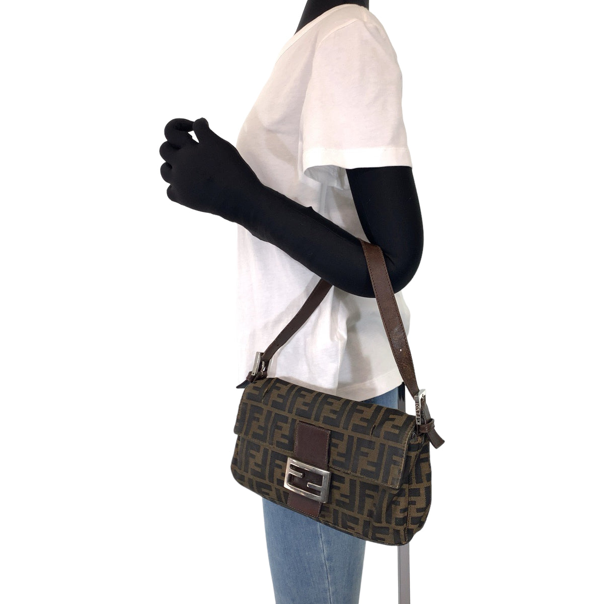 H-00428
FENDI フェンディ ズッカ マンマバケット ブラウン 茶 キャンバス ハンドバッグ アクセサリーポーチ  レディース