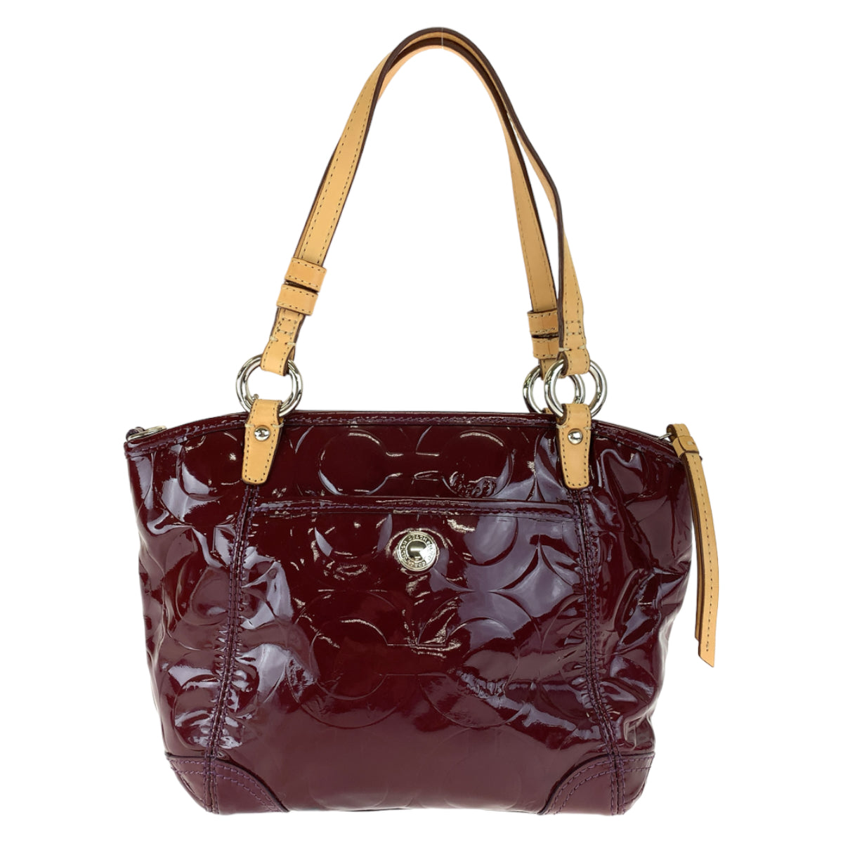 12645
COACH コーチ エンボスオプアート ワインレッド 赤 エナメル 13175 トートバッグ ショルダーバッグ ハンドバッグ 2way  レディース