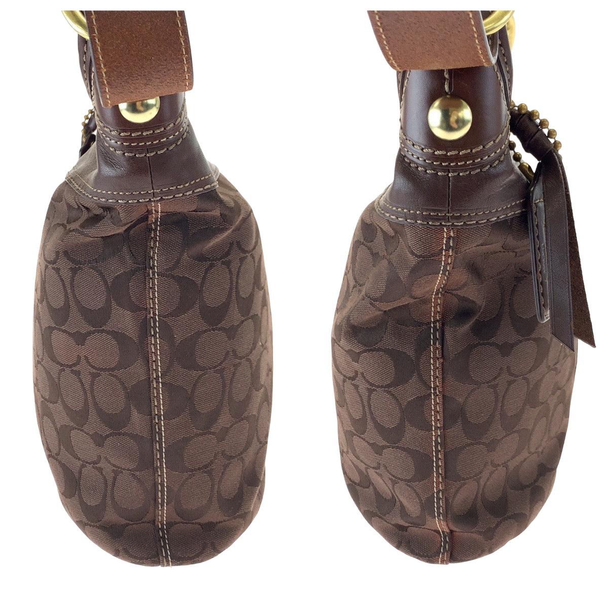12547
COACH コーチ シグネチャー ブラウン キャンバス ホーボー ショルダーバッグ 斜め掛け ダッフルバッグ  レディース ABP5