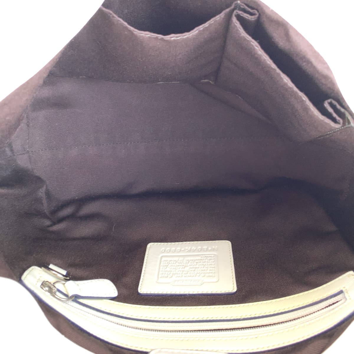12643
COACH コーチ ミニシグネチャー スリムホーボー ブルー ホワイト キャンバス / レザー 6800 ショルダーバッグ  レディース