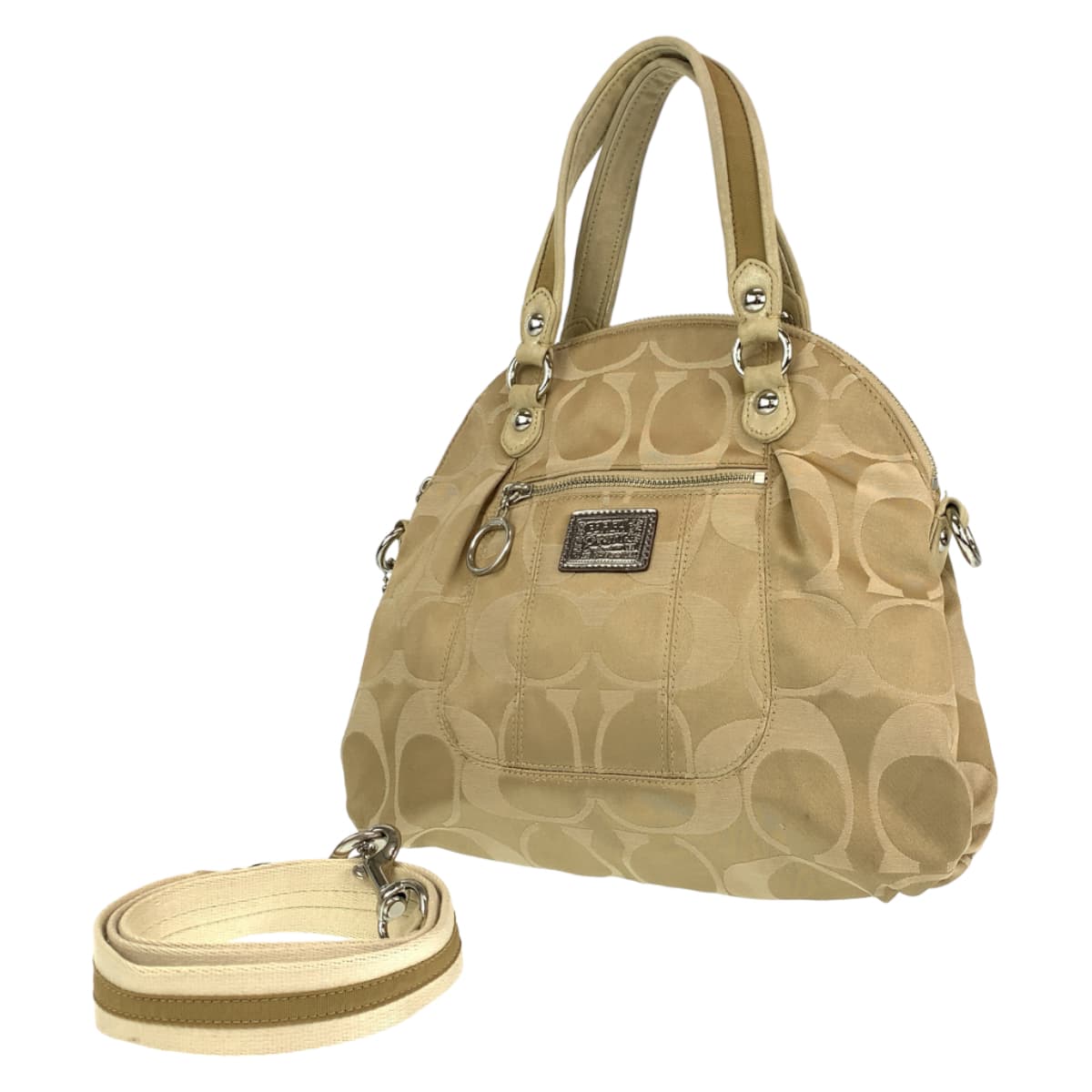 12642
COACH コーチ シグネチャー ポピー ベージュ キャンバス 18708 ショルダーバック ハンドバッグ 2way 斜め掛け可能  レディース