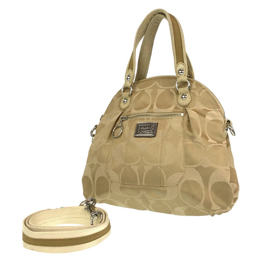 12642
COACH コーチ シグネチャー ポピー ベージュ キャンバス 18708 ショルダーバック ハンドバッグ 2way 斜め掛け可能  レディース