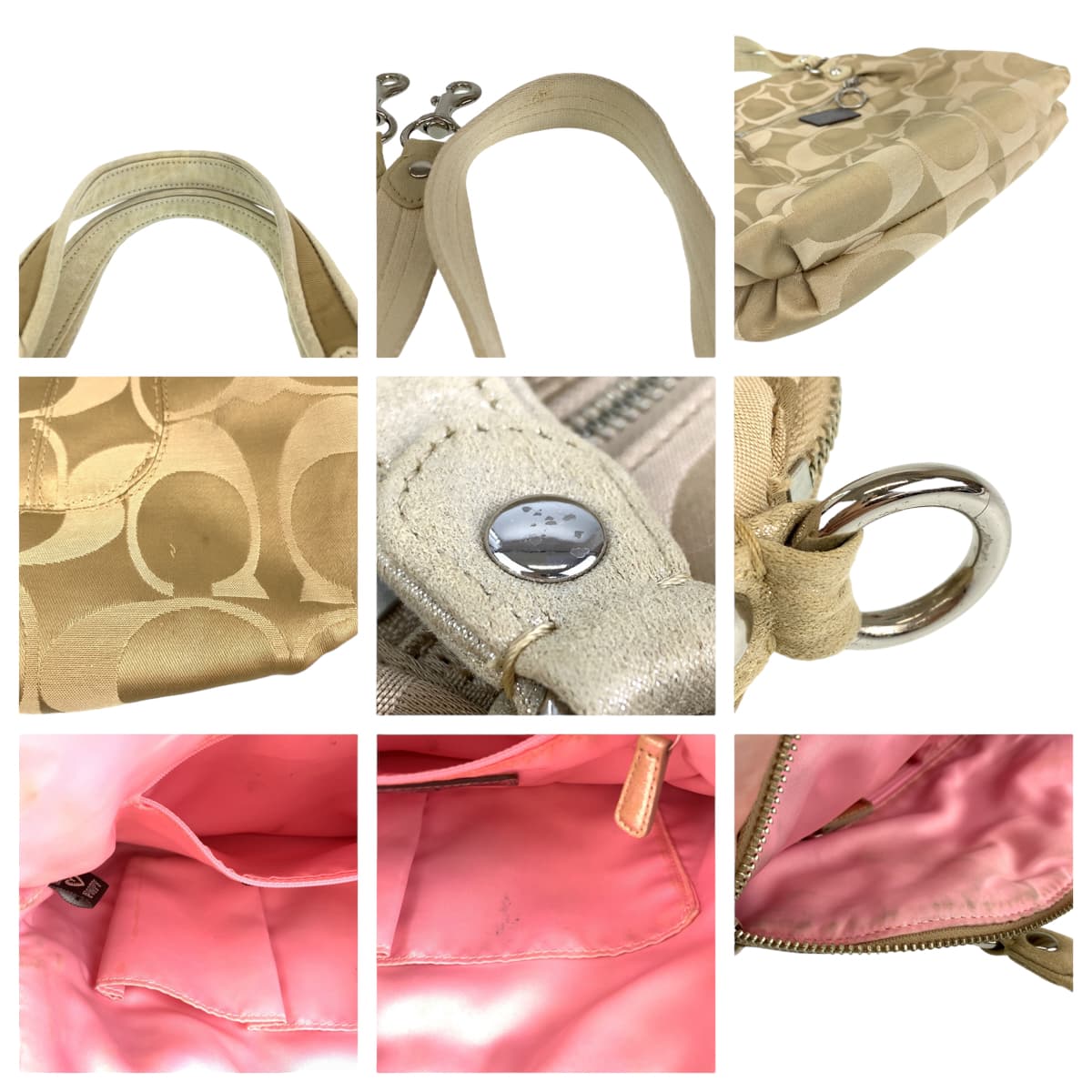 12642
COACH コーチ シグネチャー ポピー ベージュ キャンバス 18708 ショルダーバック ハンドバッグ 2way 斜め掛け可能  レディース