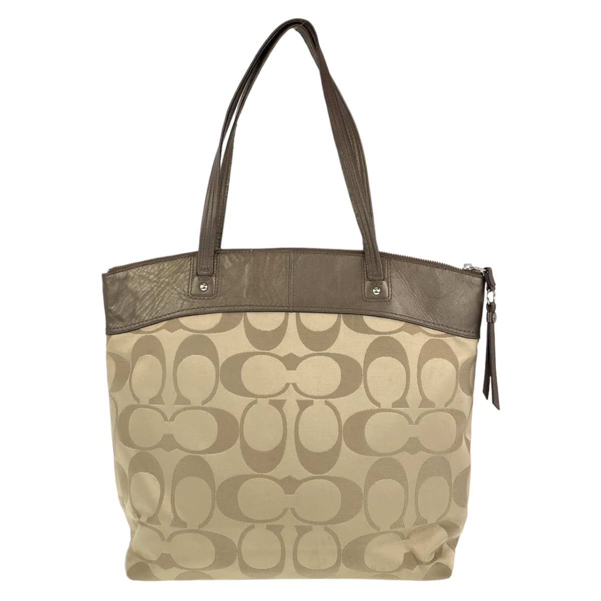 12640
COACH コーチ シグネチャー ラウラ ベージュ ブラウン キャンバス / レザー F18335 トートバッグ ショルダーバッグ  レディース AB5