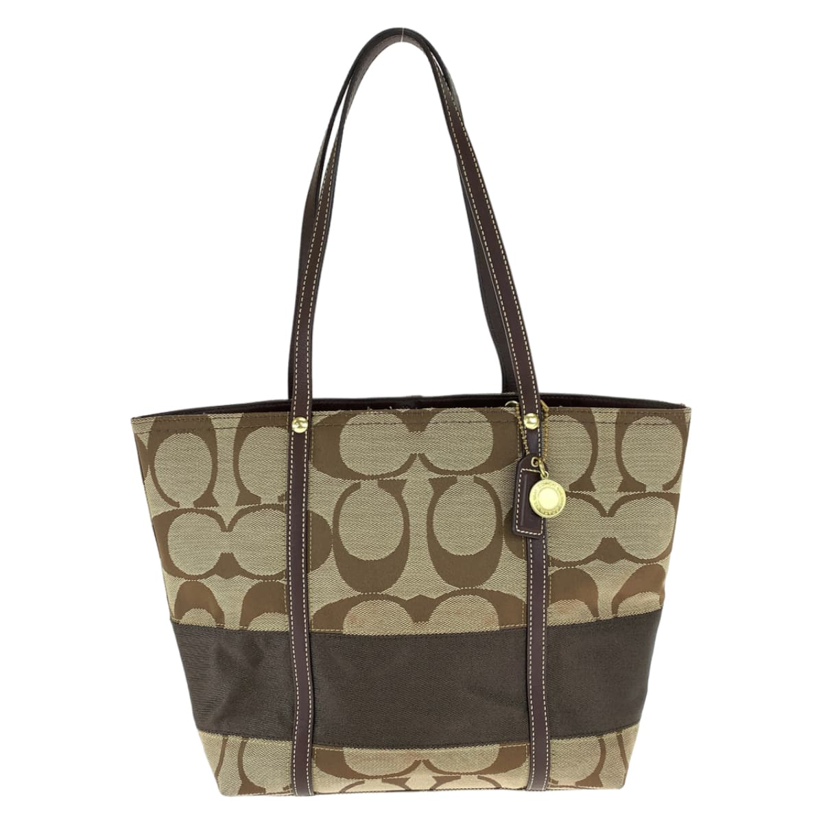 12639
COACH コーチ シグネチャー ブラウン ベージュ ゴールド金具 キャンバス 11098 トートバッグ ショルダーバッグ  レディース
