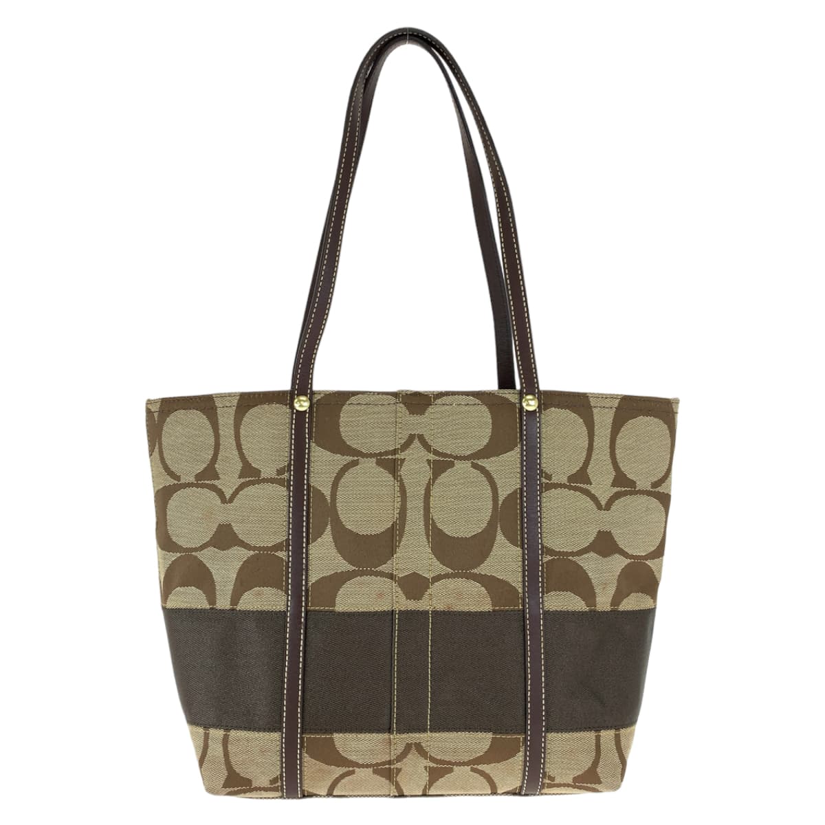 12639
COACH コーチ シグネチャー ブラウン ベージュ ゴールド金具 キャンバス 11098 トートバッグ ショルダーバッグ  レディース