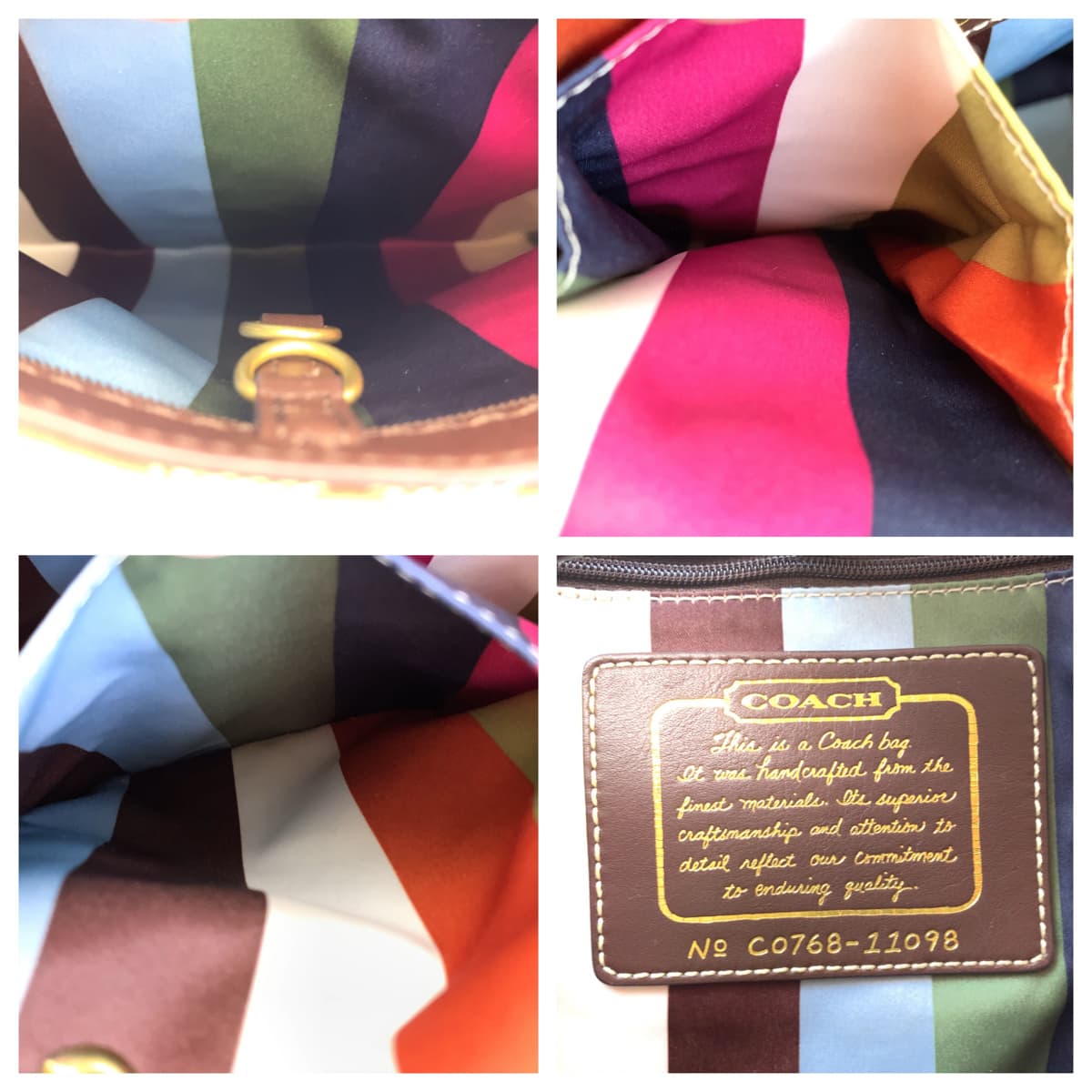 12639
COACH コーチ シグネチャー ブラウン ベージュ ゴールド金具 キャンバス 11098 トートバッグ ショルダーバッグ  レディース