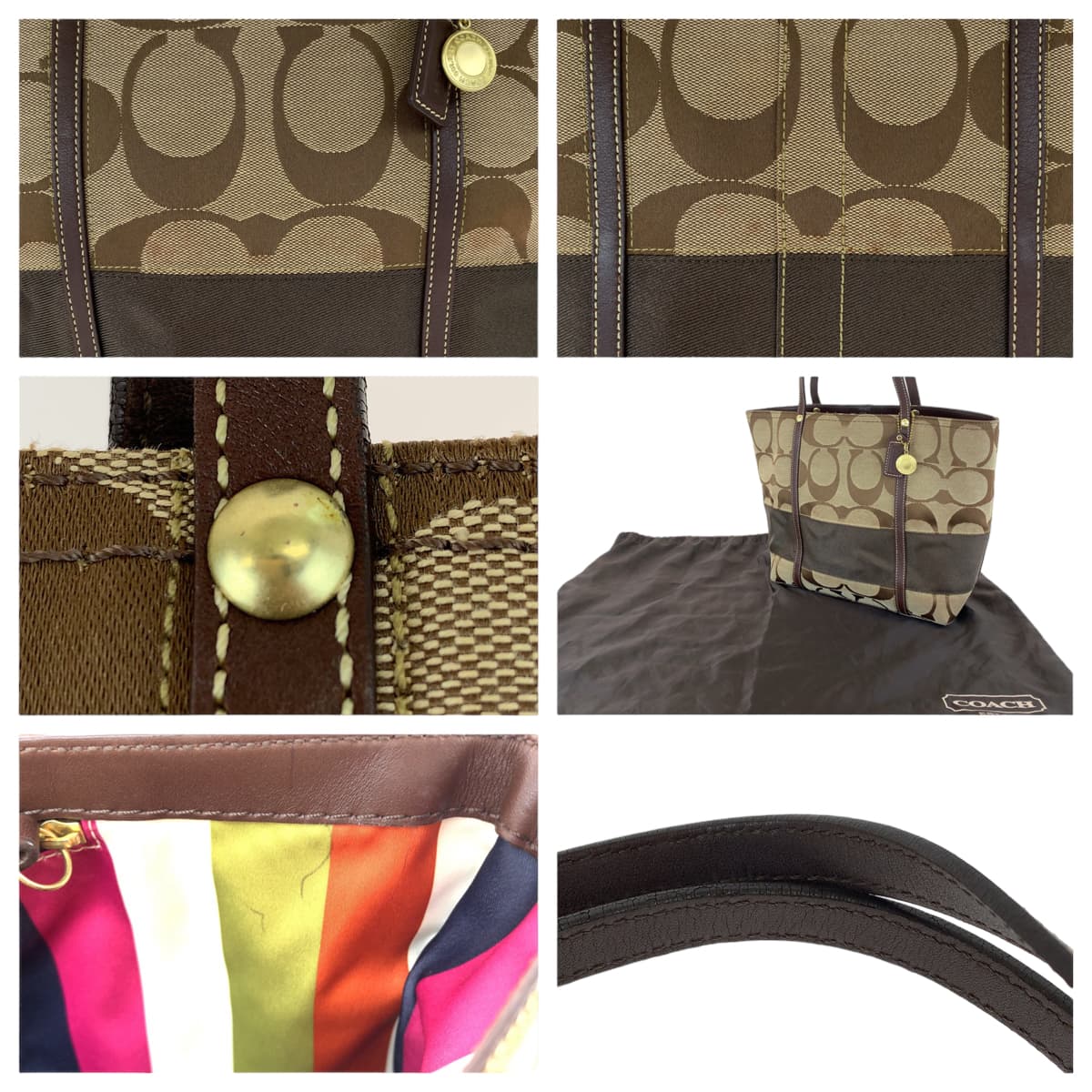 12639
COACH コーチ シグネチャー ブラウン ベージュ ゴールド金具 キャンバス 11098 トートバッグ ショルダーバッグ  レディース