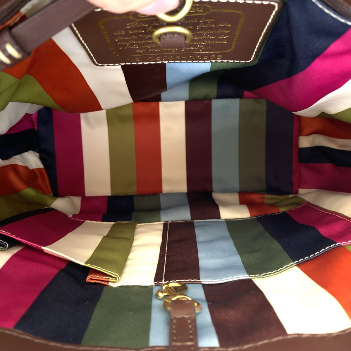 12639
COACH コーチ シグネチャー ブラウン ベージュ ゴールド金具 キャンバス 11098 トートバッグ ショルダーバッグ  レディース