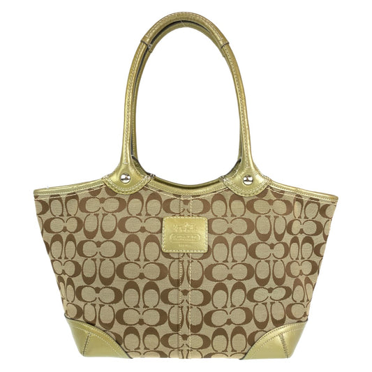 12638
COACH コーチ シグネチャー ベージュ ゴールド キャンバス / エナメル 12564 トートバッグ ショルダーバッグ  レディース