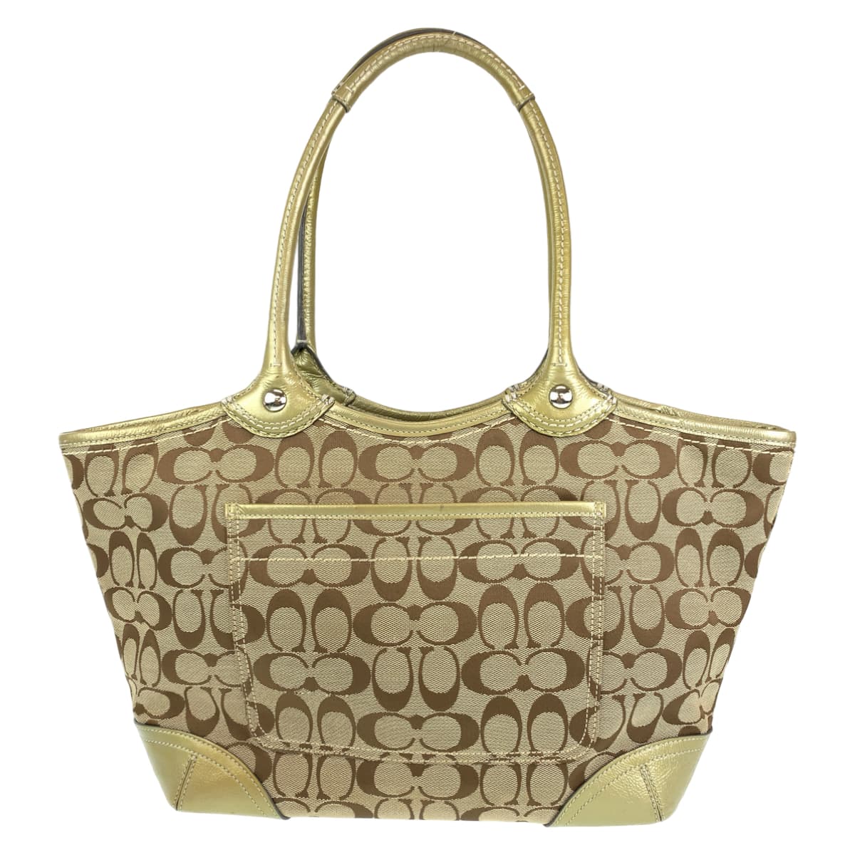 12638
COACH コーチ シグネチャー ベージュ ゴールド キャンバス / エナメル 12564 トートバッグ ショルダーバッグ  レディース