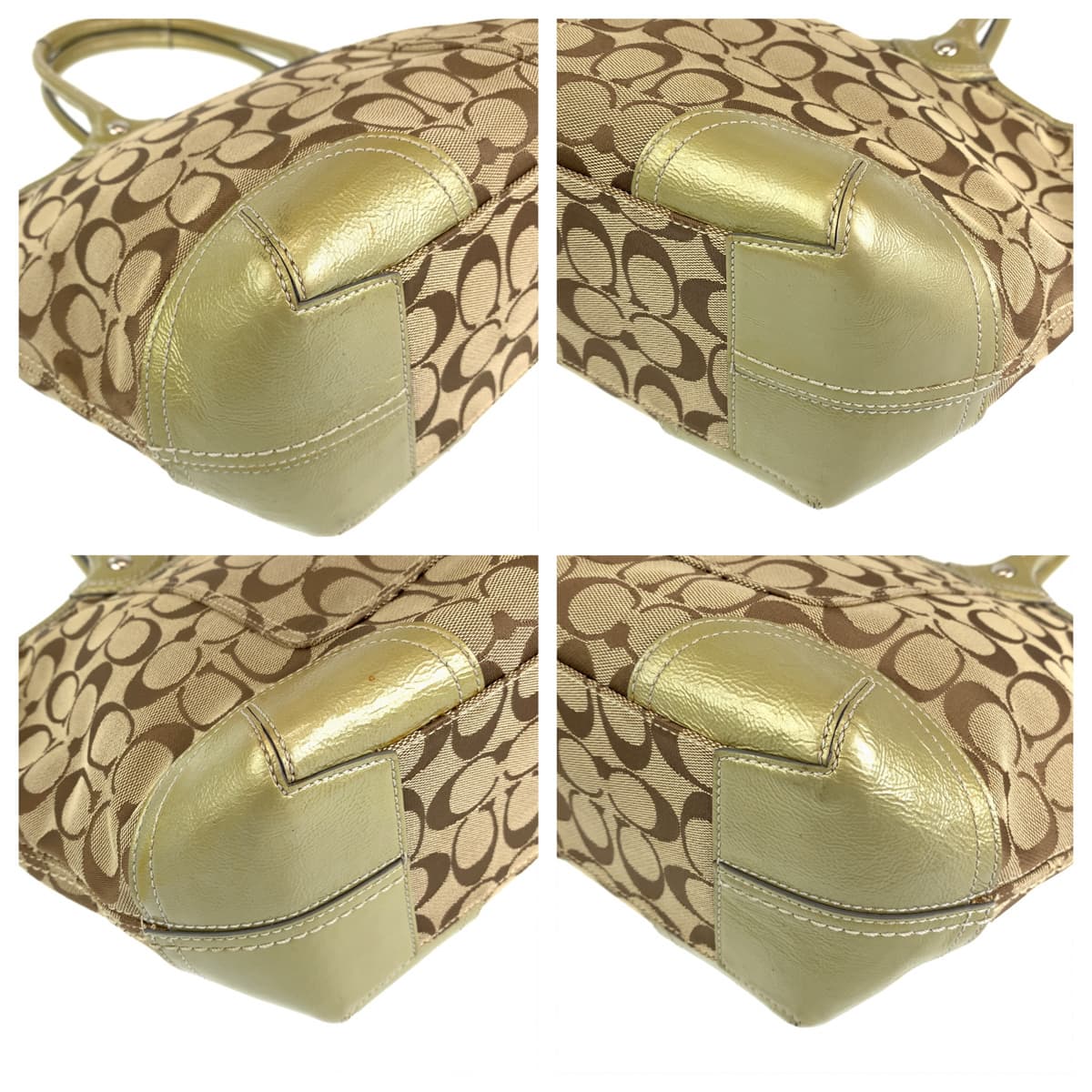 12638
COACH コーチ シグネチャー ベージュ ゴールド キャンバス / エナメル 12564 トートバッグ ショルダーバッグ  レディース