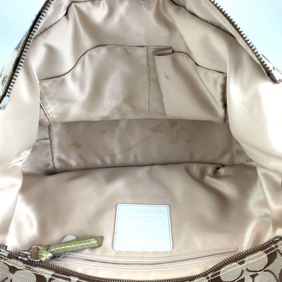 12638
COACH コーチ シグネチャー ベージュ ゴールド キャンバス / エナメル 12564 トートバッグ ショルダーバッグ  レディース