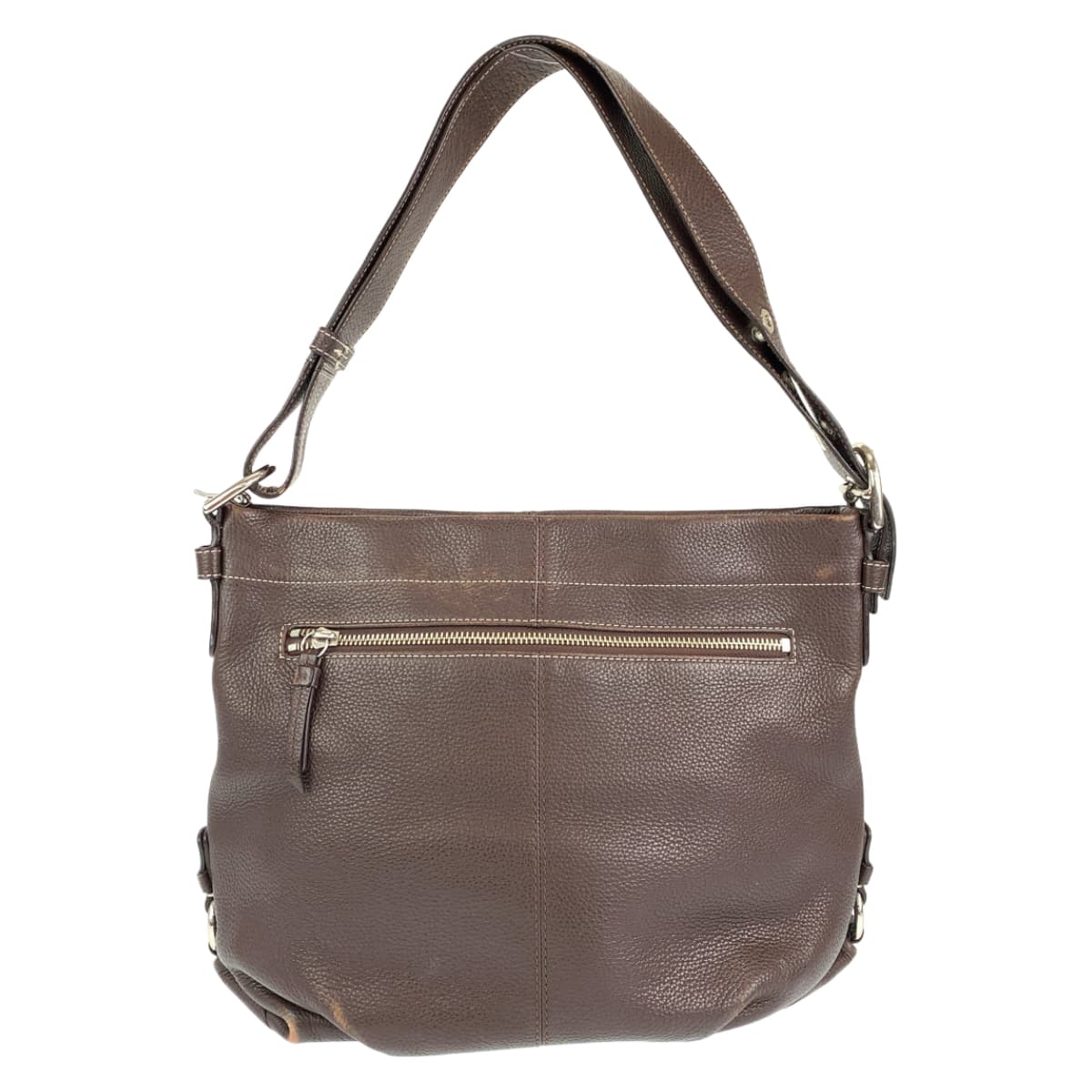 12636
 COACH Brown Leather F15064 Hobo Shoulder Bag, 2-way, Crossbody, Women's