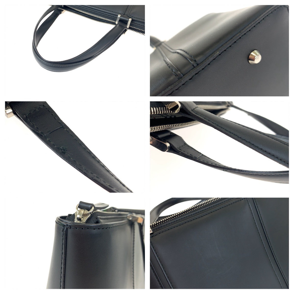 10305
BURBERRY バーバリー 中チェック柄 ブラック レザー トートバッグ ハンドバッグ  レディース