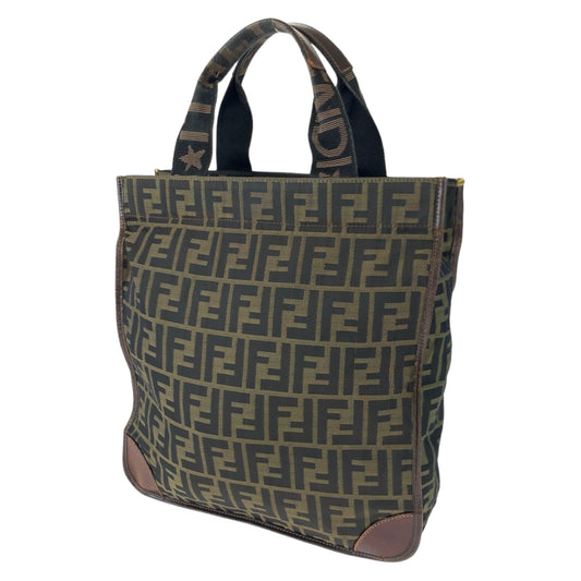 H-00435
FENDI フェンディ ズッカ ブラウン 茶 キャンバス / レザー 2454/26555/98 トートバッグ 折り畳み 買い物バッグ  メンズ