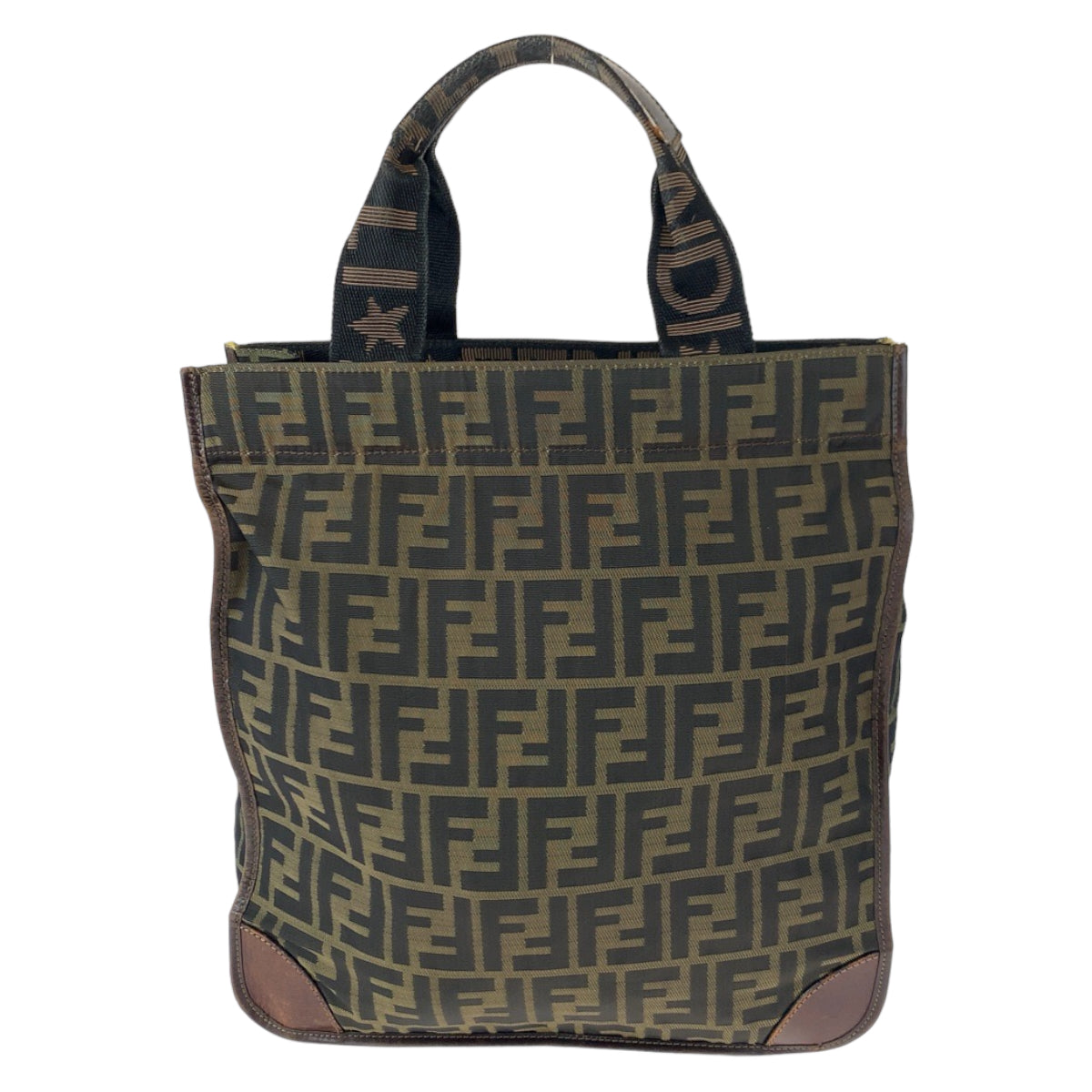 H-00435
FENDI フェンディ ズッカ ブラウン 茶 キャンバス / レザー 2454/26555/98 トートバッグ 折り畳み 買い物バッグ  メンズ