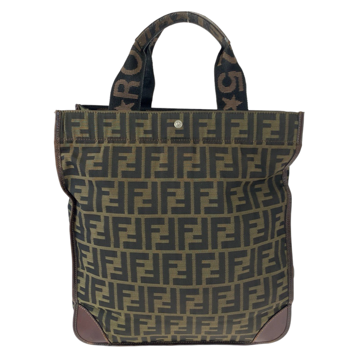 H-00435
FENDI フェンディ ズッカ ブラウン 茶 キャンバス / レザー 2454/26555/98 トートバッグ 折り畳み 買い物バッグ  メンズ