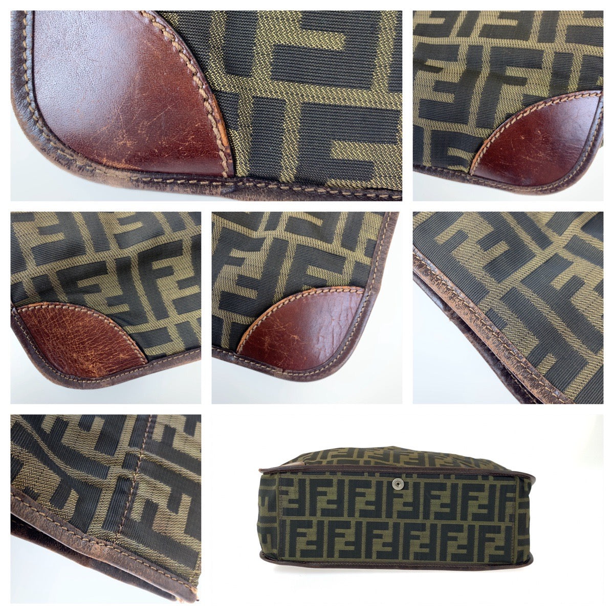 H-00435
FENDI フェンディ ズッカ ブラウン 茶 キャンバス / レザー 2454/26555/98 トートバッグ 折り畳み 買い物バッグ  メンズ