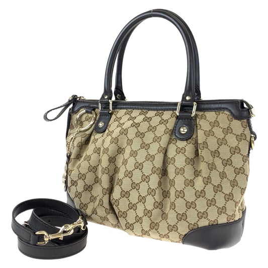 H-00438
GUCCI グッチ スーキー インターロッキング ブラウン 茶 GGキャンバス / レザー 247902 2way ショルダーバッグ トートバッグ  レディース