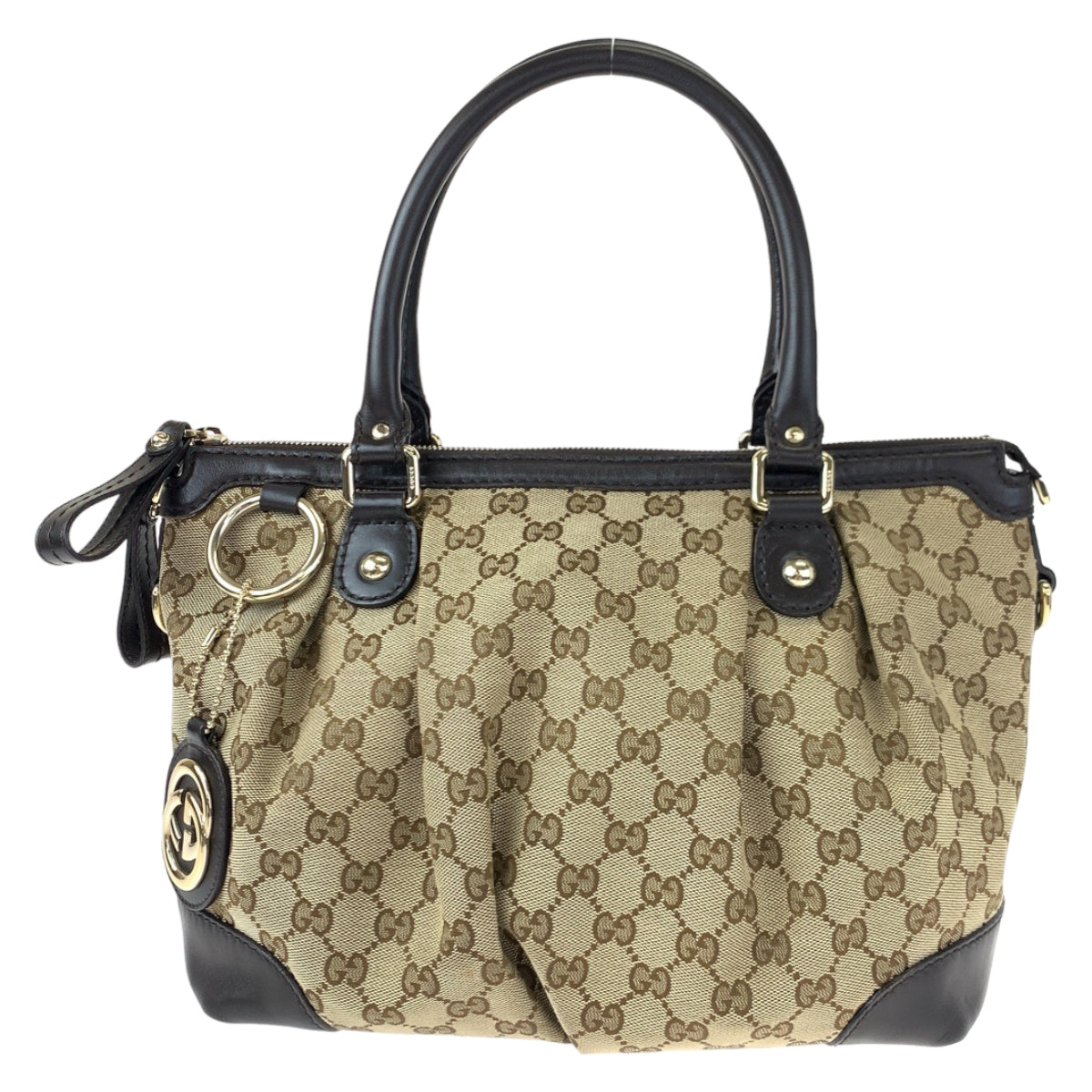 H-00438
GUCCI グッチ スーキー インターロッキング ブラウン 茶 GGキャンバス / レザー 247902 2way ショルダーバッグ トートバッグ  レディース