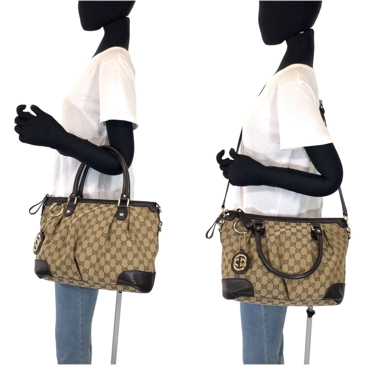 H-00438
GUCCI グッチ スーキー インターロッキング ブラウン 茶 GGキャンバス / レザー 247902 2way ショルダーバッグ トートバッグ  レディース