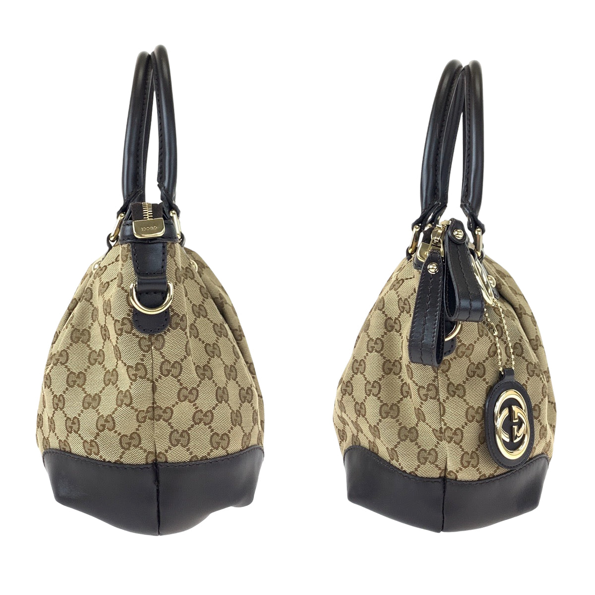 H-00438
GUCCI グッチ スーキー インターロッキング ブラウン 茶 GGキャンバス / レザー 247902 2way ショルダーバッグ トートバッグ  レディース