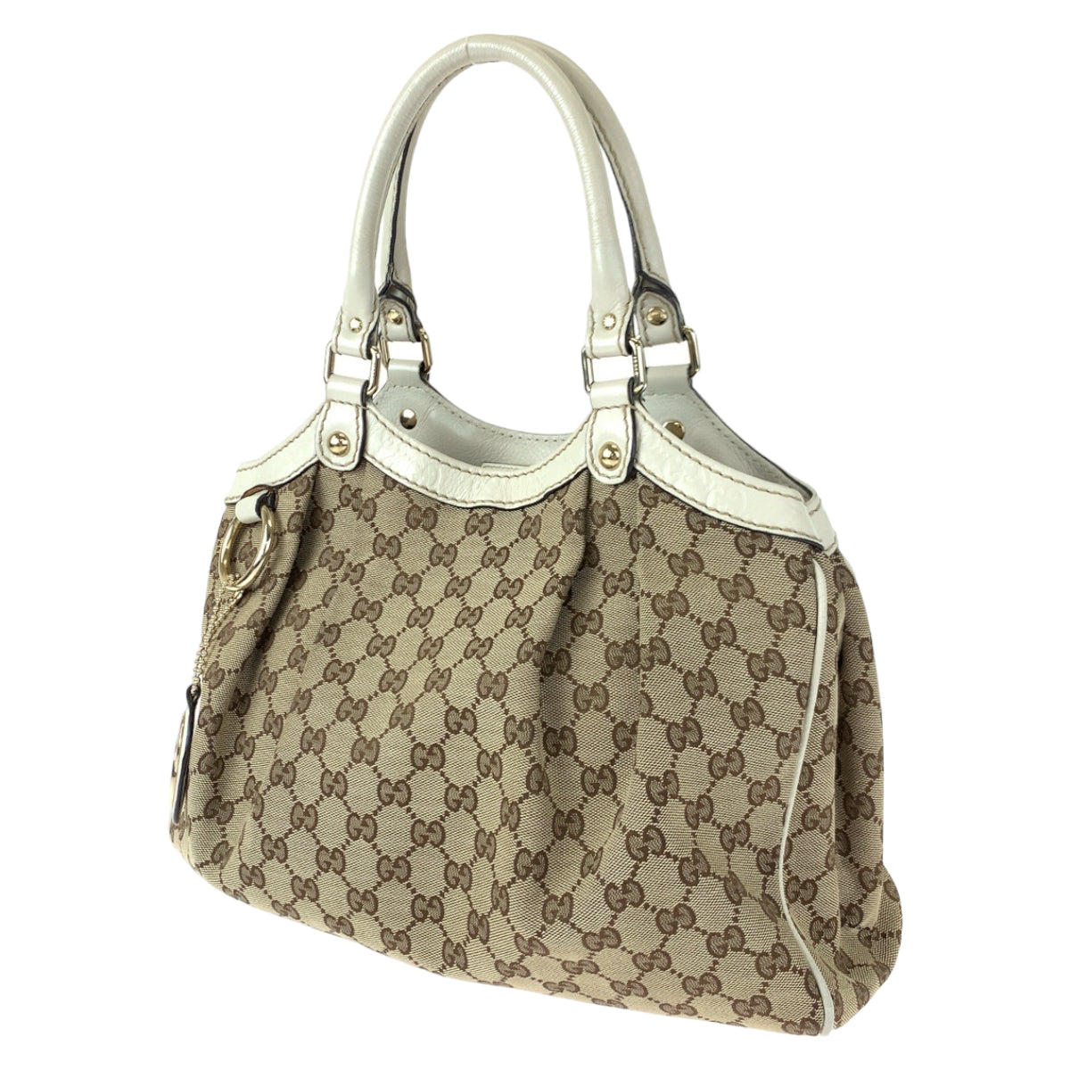 H-00439
GUCCI グッチ スーキー ブラウン 茶 ホワイト 白 GGキャンバス / レザー 211944 ショルダーバッグ ハンドバッグ トートバッグ  レディース