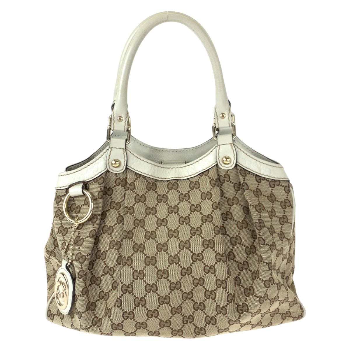 H-00439
GUCCI グッチ スーキー ブラウン 茶 ホワイト 白 GGキャンバス / レザー 211944 ショルダーバッグ ハンドバッグ トートバッグ  レディース
