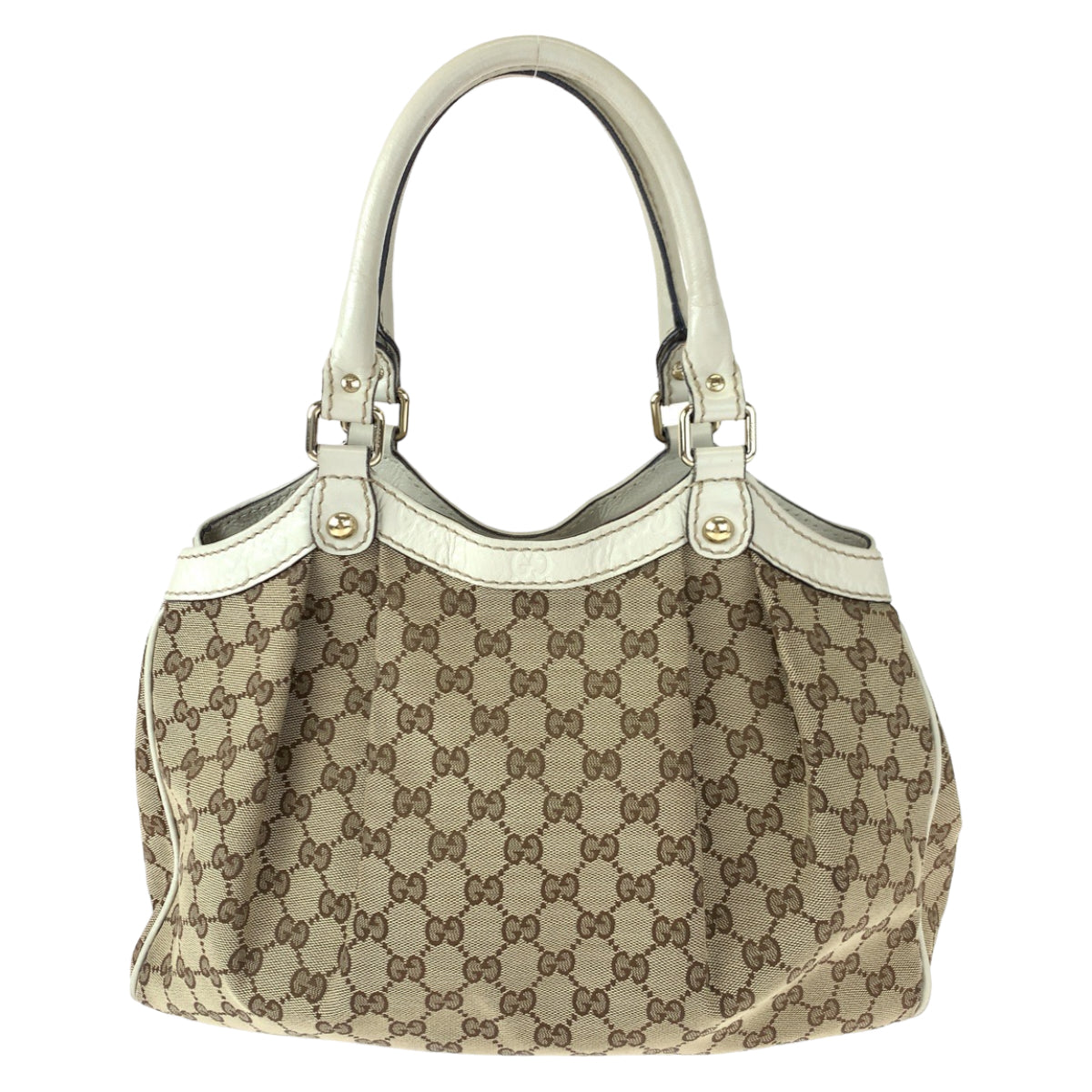 H-00439
GUCCI グッチ スーキー ブラウン 茶 ホワイト 白 GGキャンバス / レザー 211944 ショルダーバッグ ハンドバッグ トートバッグ  レディース