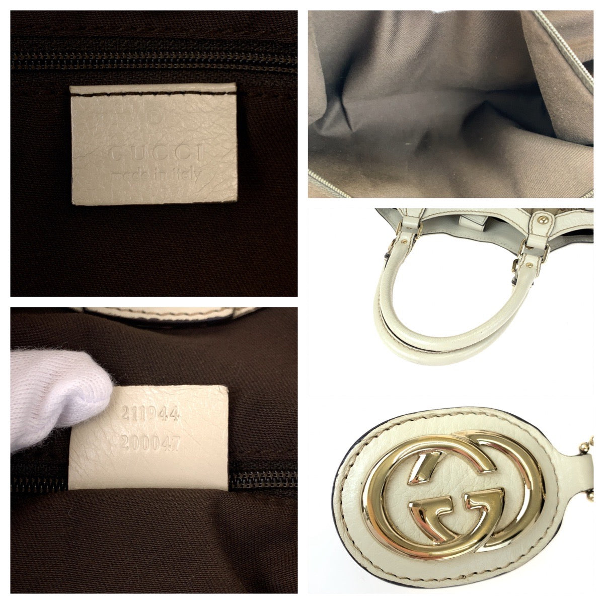 H-00439
GUCCI グッチ スーキー ブラウン 茶 ホワイト 白 GGキャンバス / レザー 211944 ショルダーバッグ ハンドバッグ トートバッグ  レディース