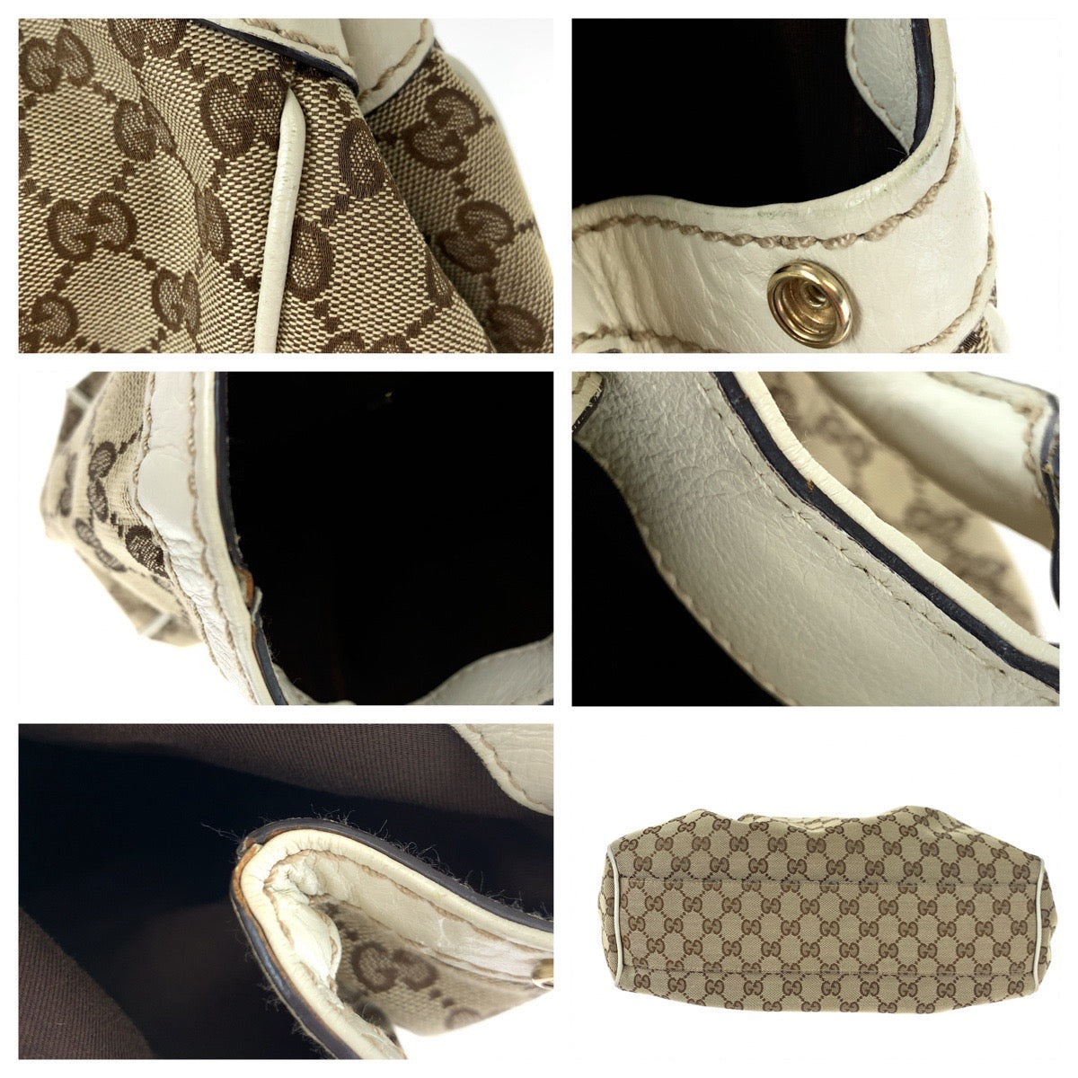 H-00439
GUCCI グッチ スーキー ブラウン 茶 ホワイト 白 GGキャンバス / レザー 211944 ショルダーバッグ ハンドバッグ トートバッグ  レディース