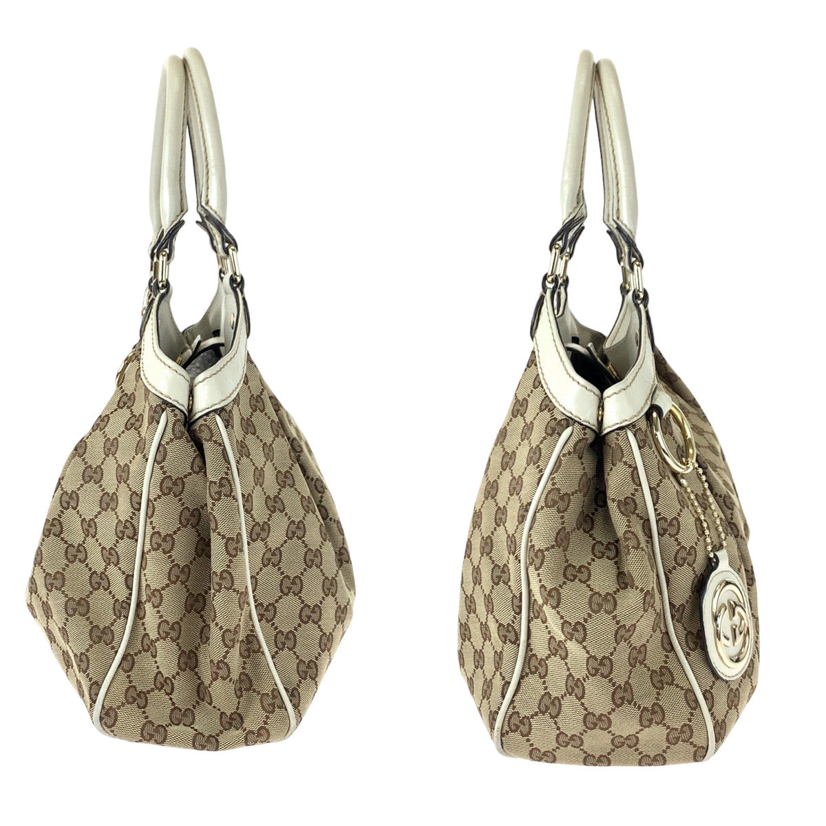 H-00439
GUCCI グッチ スーキー ブラウン 茶 ホワイト 白 GGキャンバス / レザー 211944 ショルダーバッグ ハンドバッグ トートバッグ  レディース